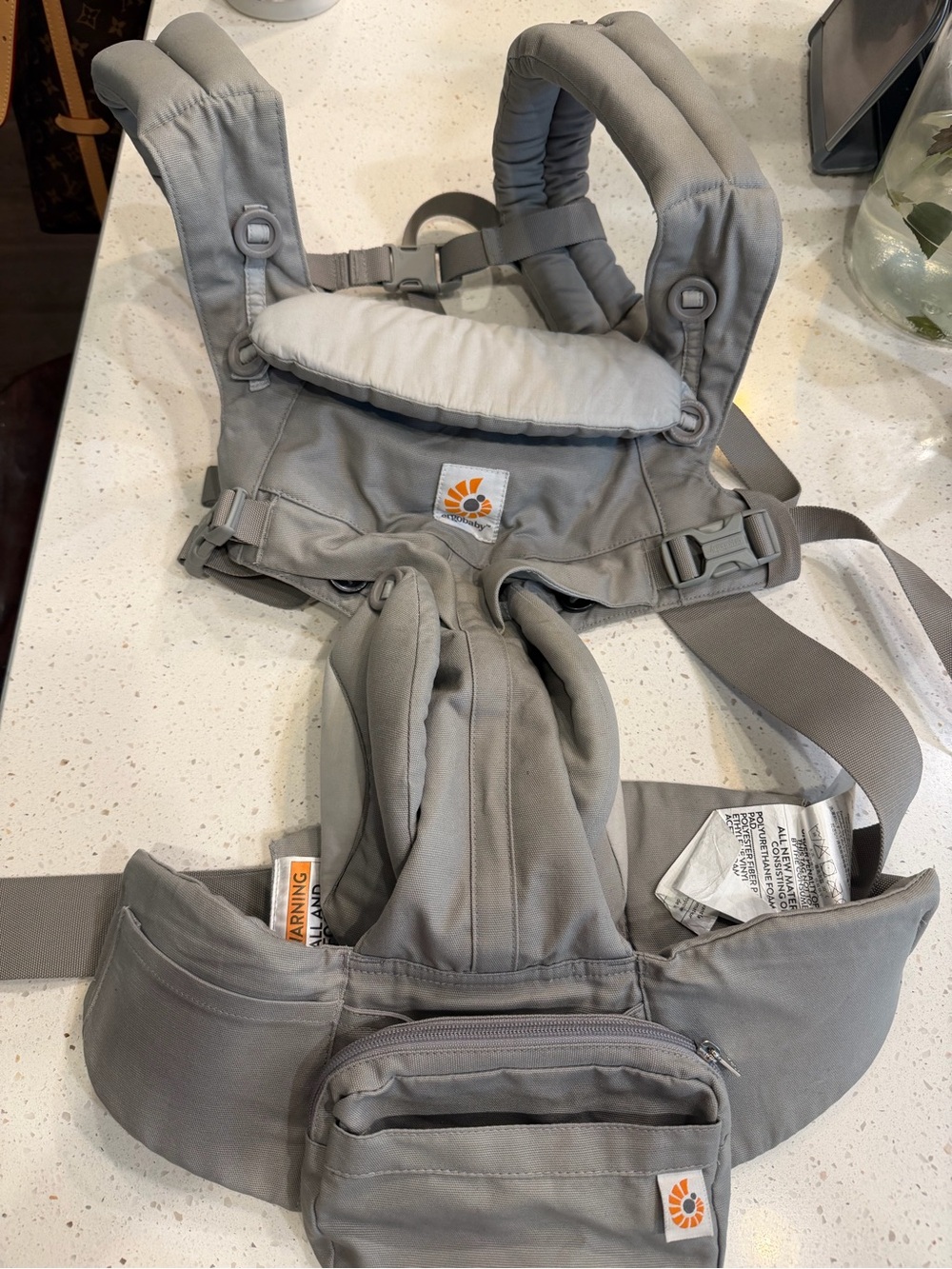 Ergobaby Gray Baby Omni 360 Carrier with Front Pocket